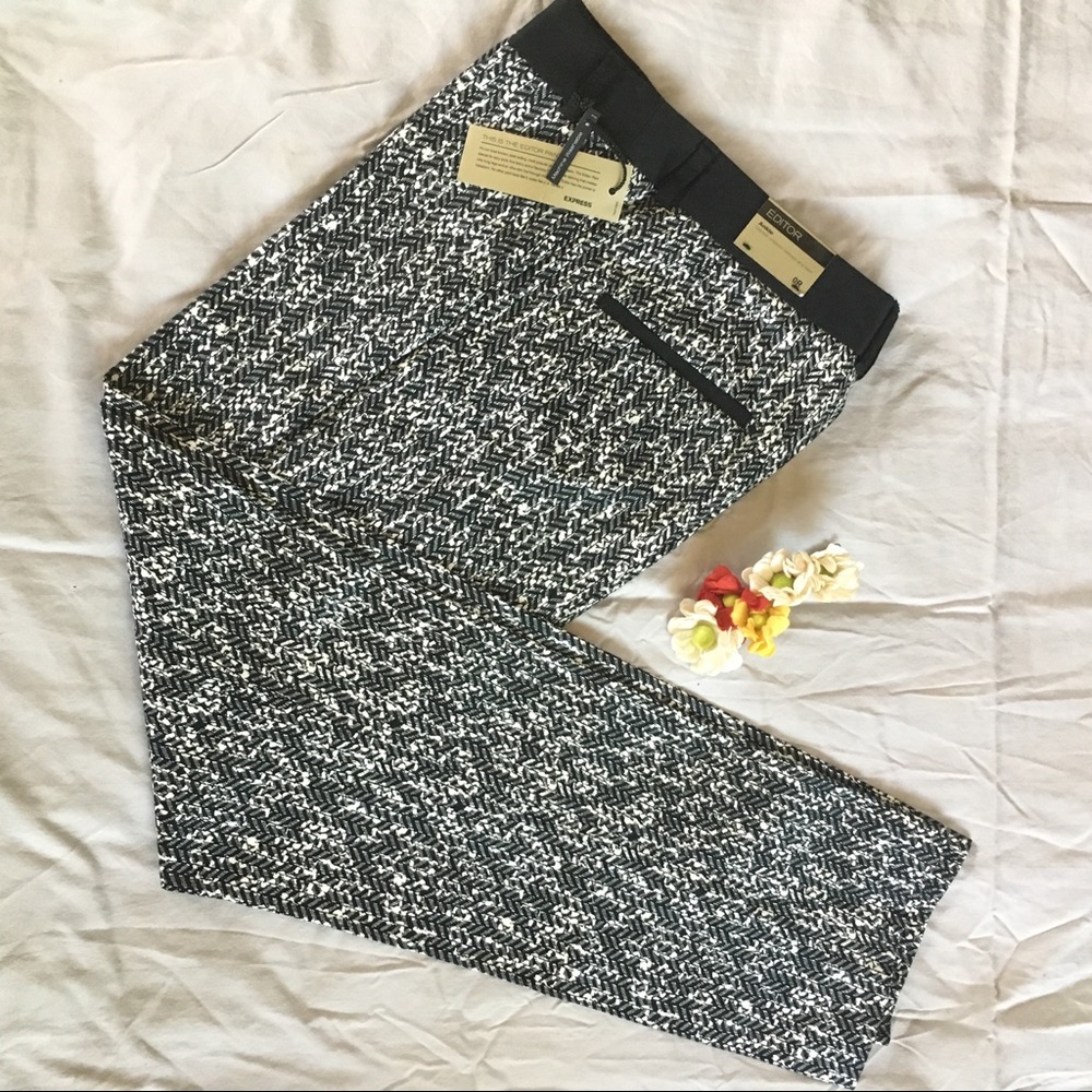Express Editor ankle pants 0R black/white pattern